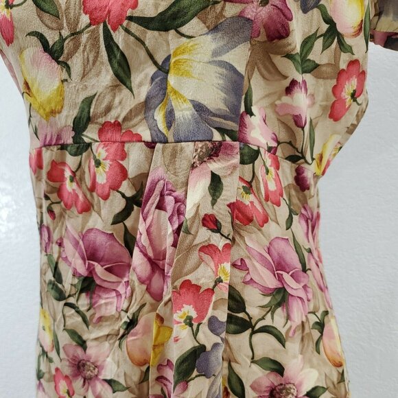 ADRIANNA PAPELL Womens Dress 6 Floral Short Sleeve Silk - Picture 3 of 11